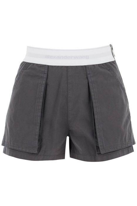 alexander wang cargo shorts with elastic waistband