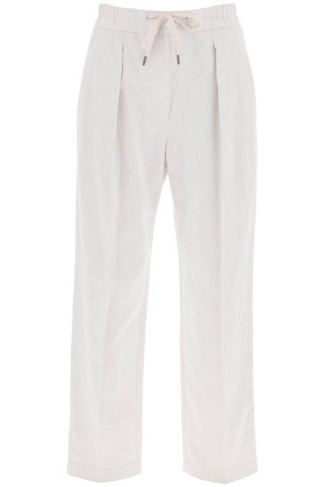 brunello cucinelli cotton and linen slouchy pants