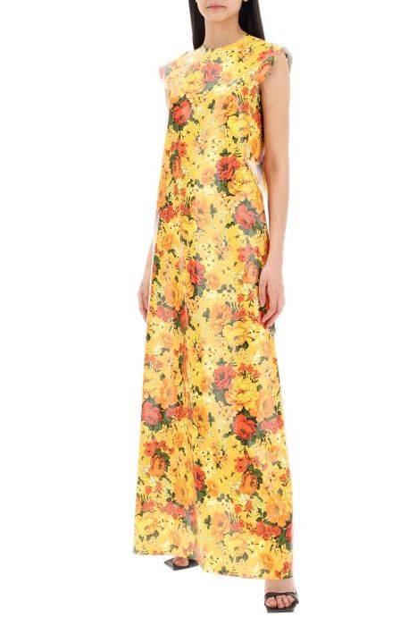 balenciaga maxi sleeveless faux vinyl floral dress