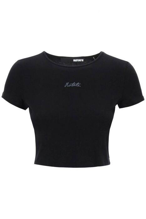 rotate cropped t-shirt with embroidered lurex logo