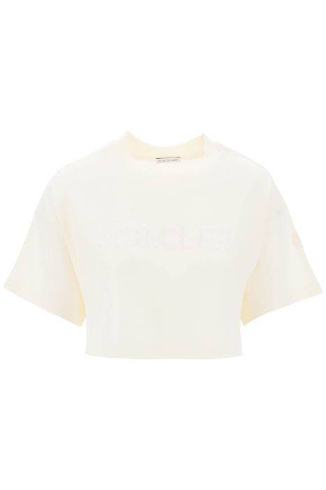 moncler cropped t-shirt with sequin logo