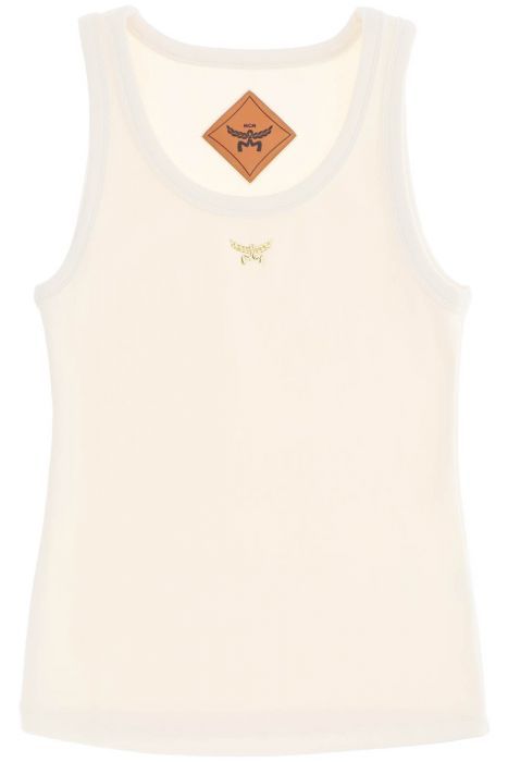 mcm textured sleeveless top with logo