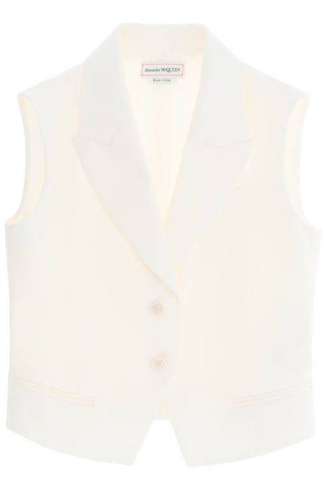 alexander mcqueen cropped viscose twill vest for