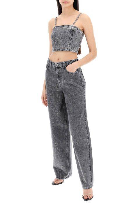 rotate wide leg jeans with rhinest