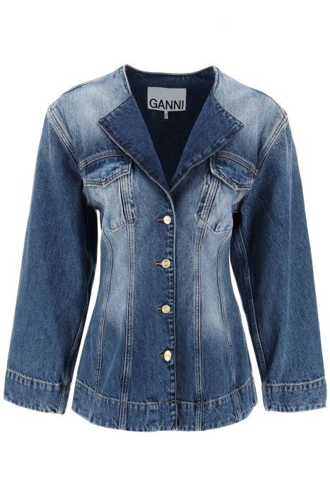 ganni "denim blazer with sparkle