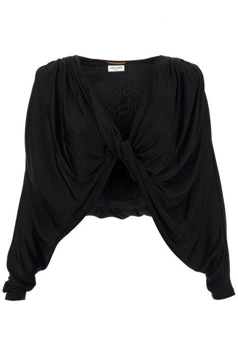 saint laurent cropped top with batwing sleeves