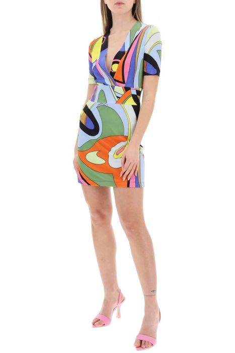 moschino mini abito con stampa multicolore