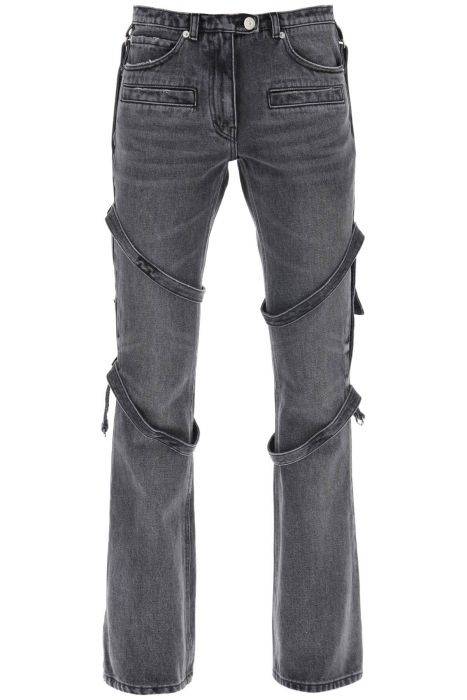 courreges bootcut jeans with straps