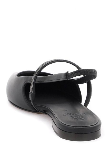 brunello cucinelli ballerine slingback con precious strap