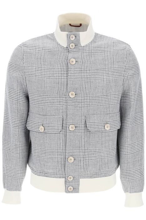 brunello cucinelli prince of wales check bomber jacket