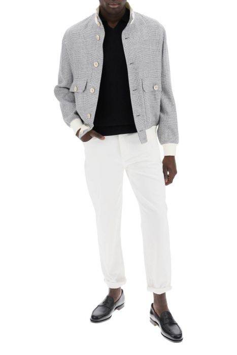 brunello cucinelli prince of wales check bomber jacket