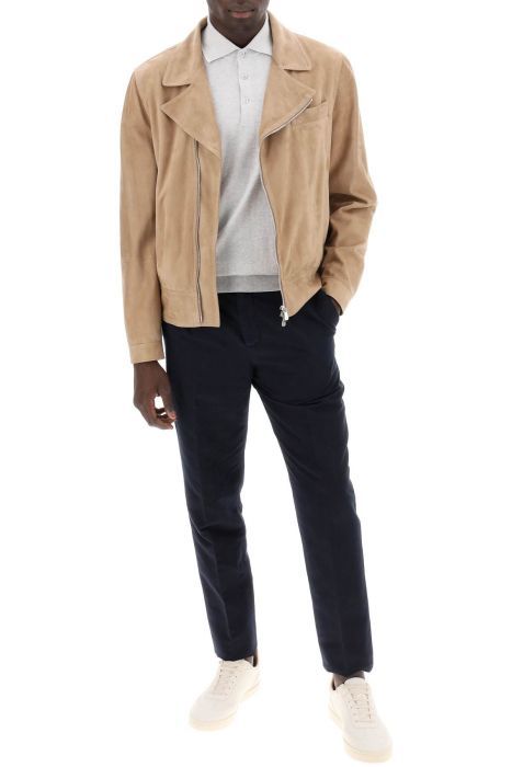 brunello cucinelli suede biker jacket in leather