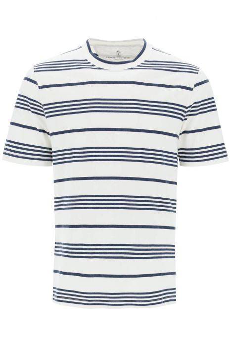 brunello cucinelli striped crewneck t-shirt