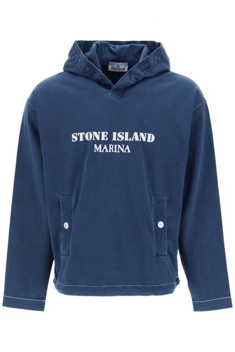 stone island marina 'old' treatment hooded