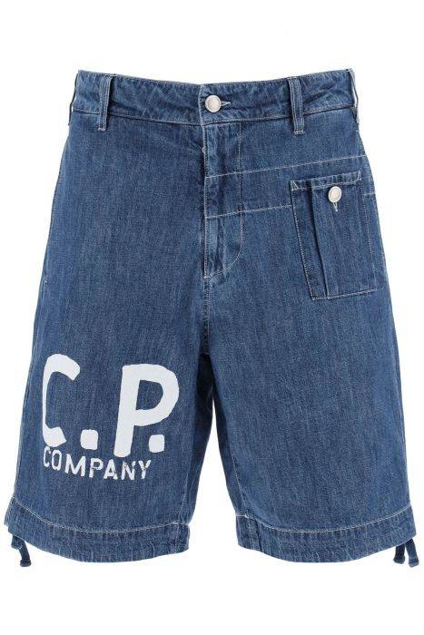 cp company denim utility bermuda shorts for