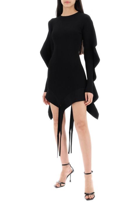 mugler asymmetric mini dress with ruffle details