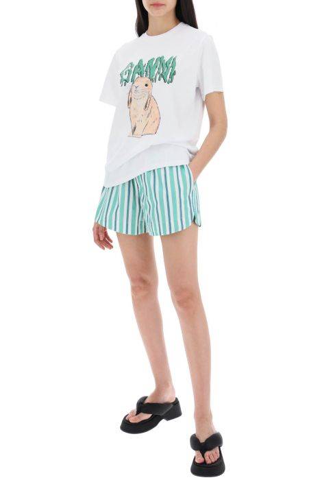 ganni striped shorts with elastic waistband