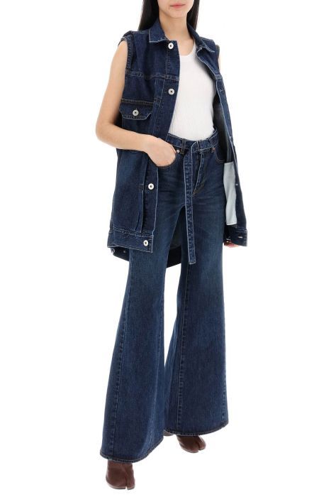 sacai boot cut jeans with matching belt