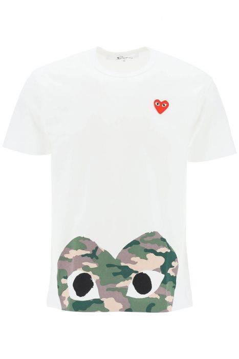 comme des garcons play heart camou t-shirt