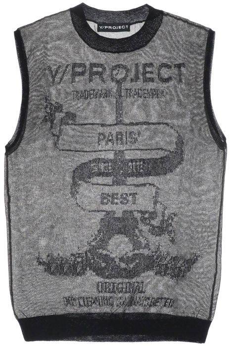 y project "paris transparent knit mesh vest