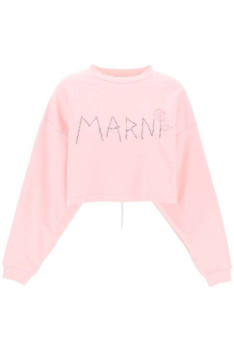 marni "organic cotton sweatshirt with hand-embroid