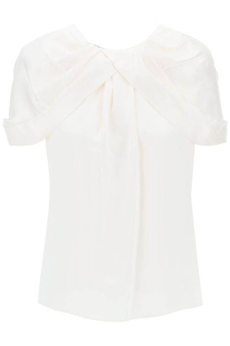 stella mccartney satin blouse with petal sleeves
