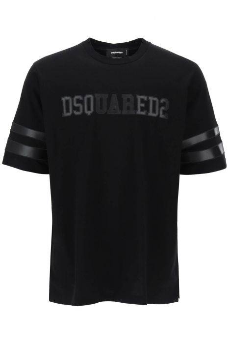 dsquared2 t-shirt with faux leather inserts