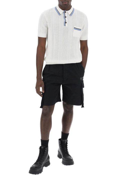 dsquared2 perforated knit polo shirt