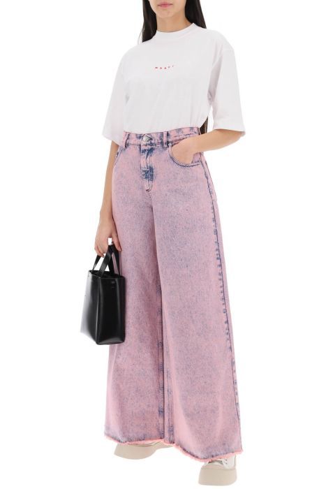 marni wide leg jeans in overdyed denim