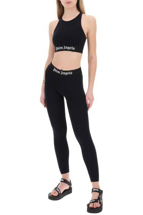 palm angels sporty leggings with branded stripe