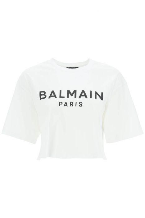 balmain t-shirt cropped con logo