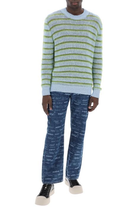 marni sweater in striped cotton and mohair