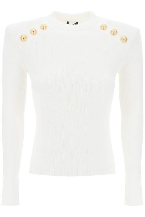 balmain crew-neck sweater with buttons
