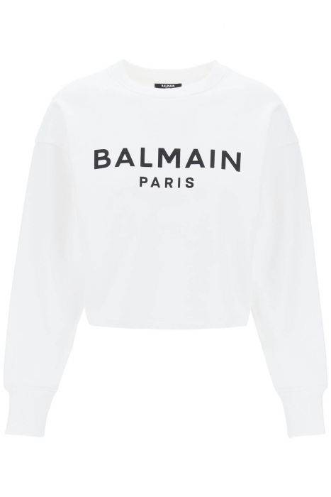 balmain cropped sweatshirt with flocked logo