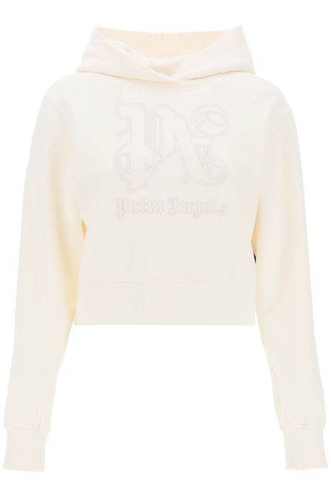 palm angels cropped hoodie with monogram embroidery
