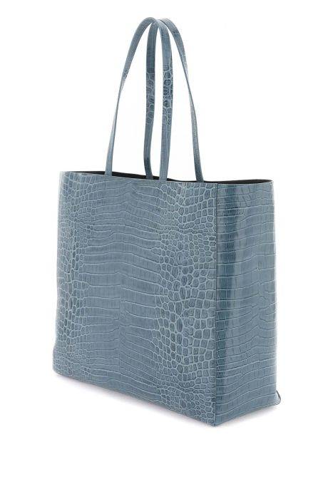 palm angels croco-embossed leather shopping bag