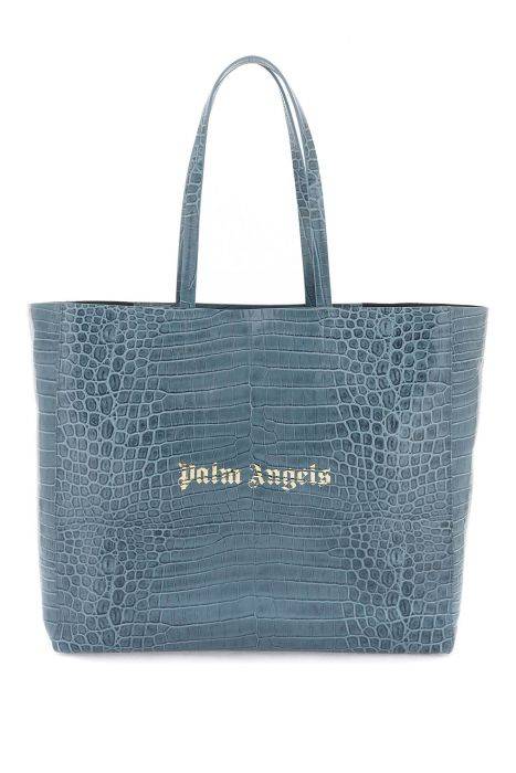 palm angels shopping bag in pelle stampa coccodrillo