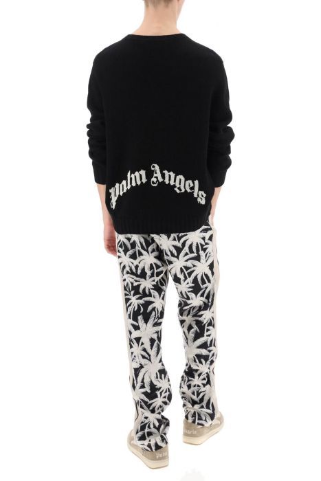 palm angels wool sweater with logo intarsia