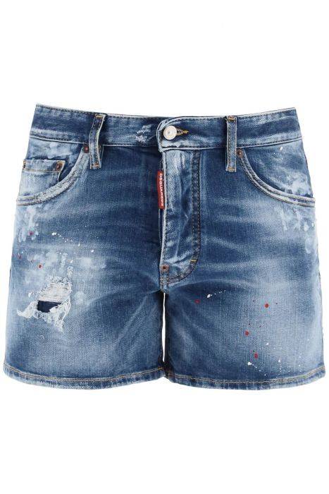 dsquared2 bermuda sexy 70's in denim worn out booty
