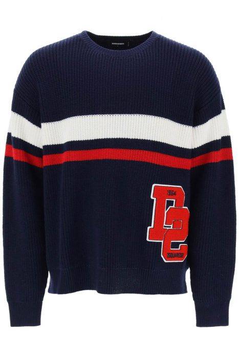 dsquared2 pullover in lana con patch varsity