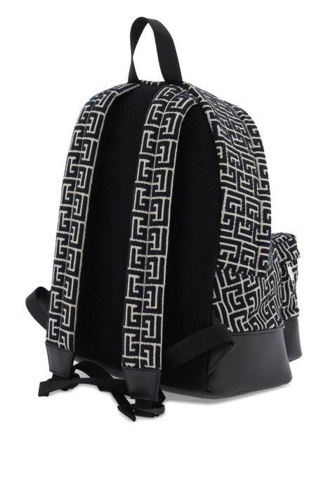 balmain jacquard backpack with monogram