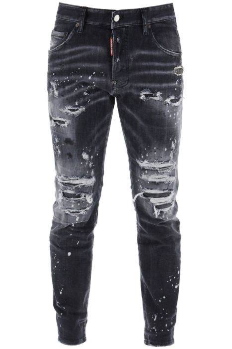 dsquared2 jeans skater in black diamond&studs wash