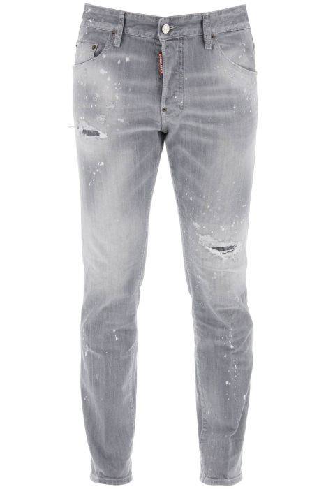 dsquared2 skater jeans in grey spotted wash
