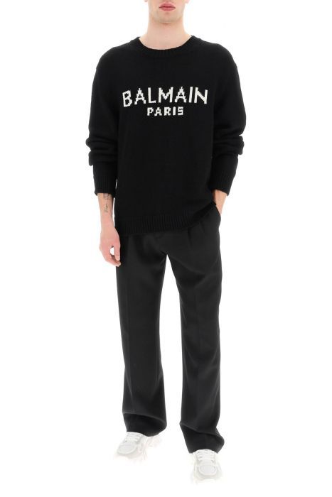 balmain jacquard logo sweater