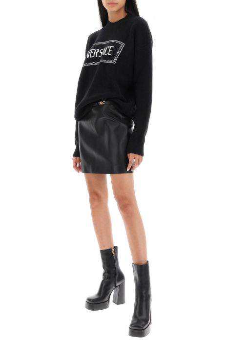 versace medusa '95 leather mini skirt