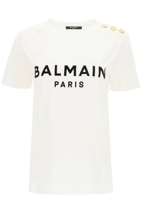 balmain t-shirt with logo print and embossed buttons