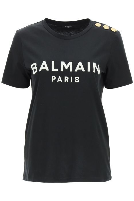 balmain t-shirt with logo print and embossed buttons