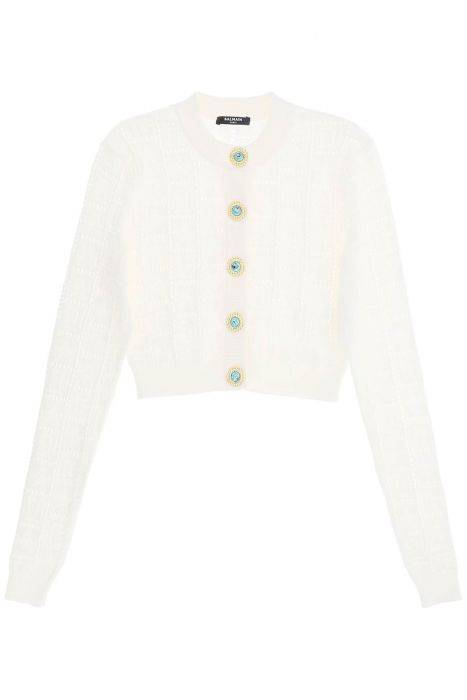 balmain cropped cardigan with jewel buttons