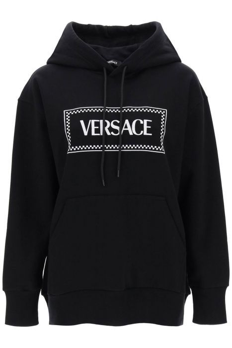 versace felpa con cappuccio e logo ricamato