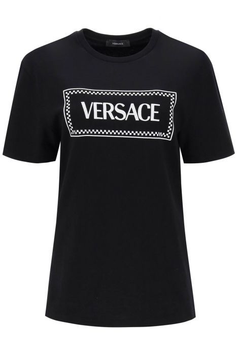 versace t-shirt con logo ricamato